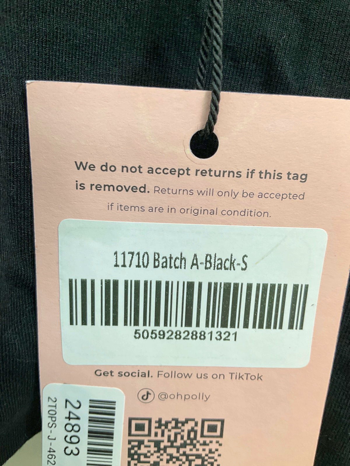 Oh Polly Black Long Sleeve Crop Top UK S