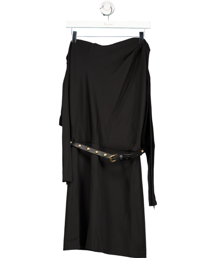 MANGO Black Asymmetrical Dress With Belt UK 12