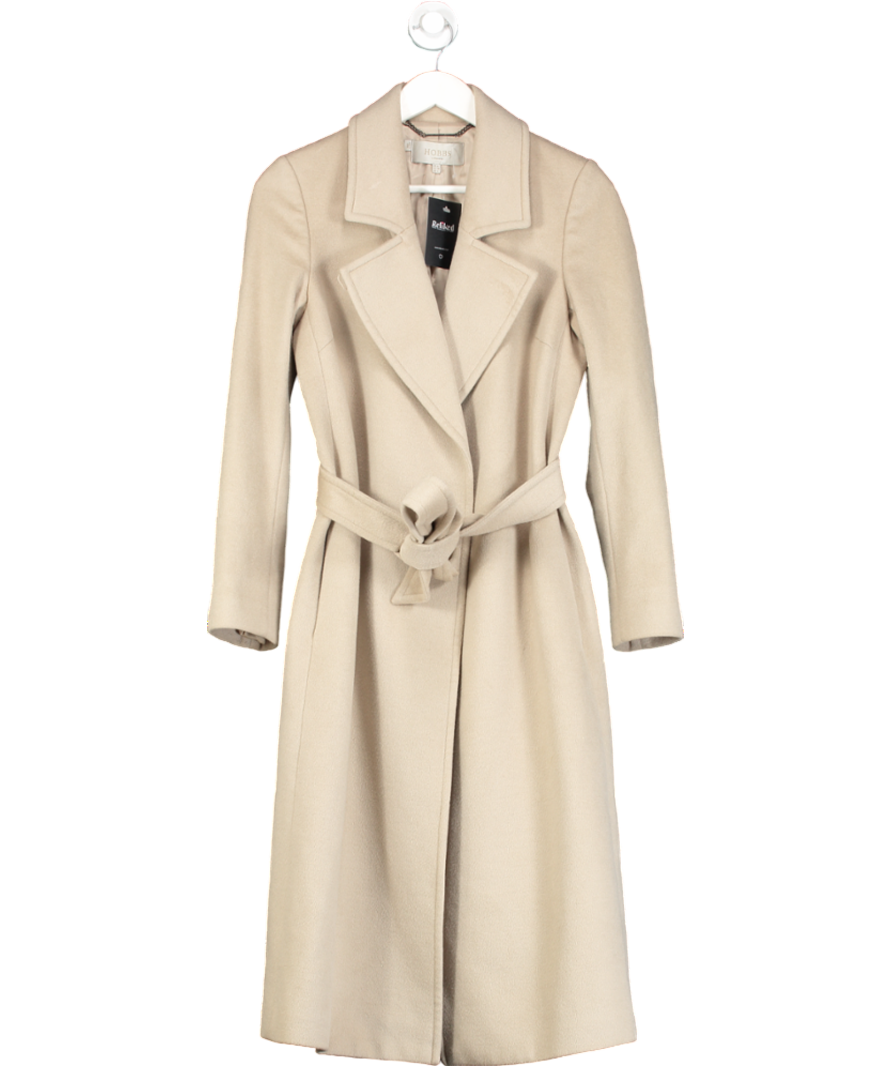 Hobbs Beige Belted Wool Coat UK 8
