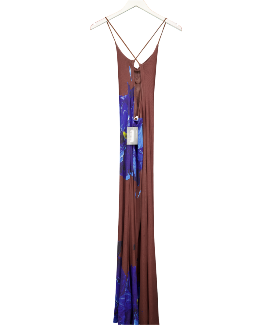 grace jacob Brown Blue Floral Maxi Dress UK XS/S