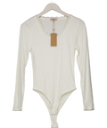 White Rise Soft Ribbed Long Sleeved Bodysuit UK S