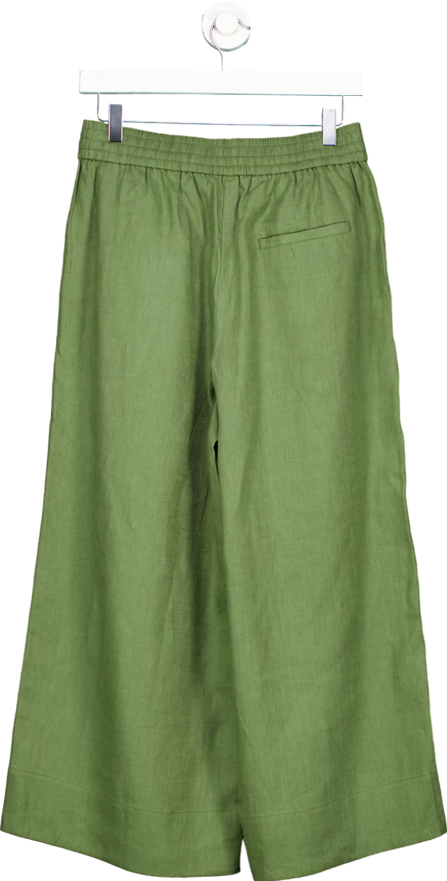 WYSE LONDON Green Linen Wide Leg Trousers UK 8