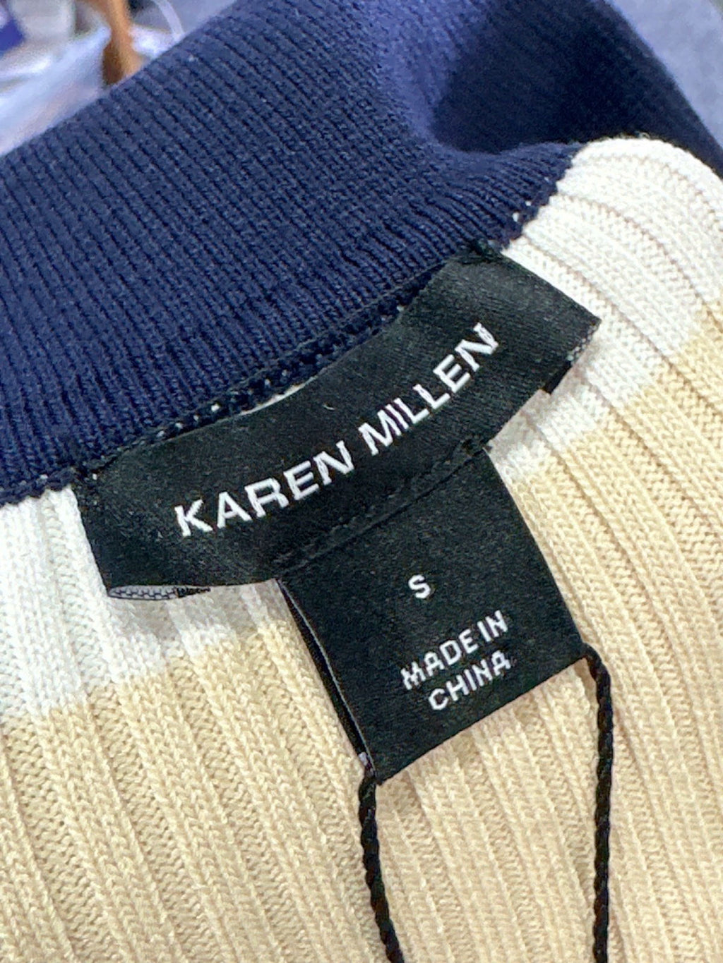 Karen Millen Natural Rib Knit Polo Zip Up Midi Dress UK S