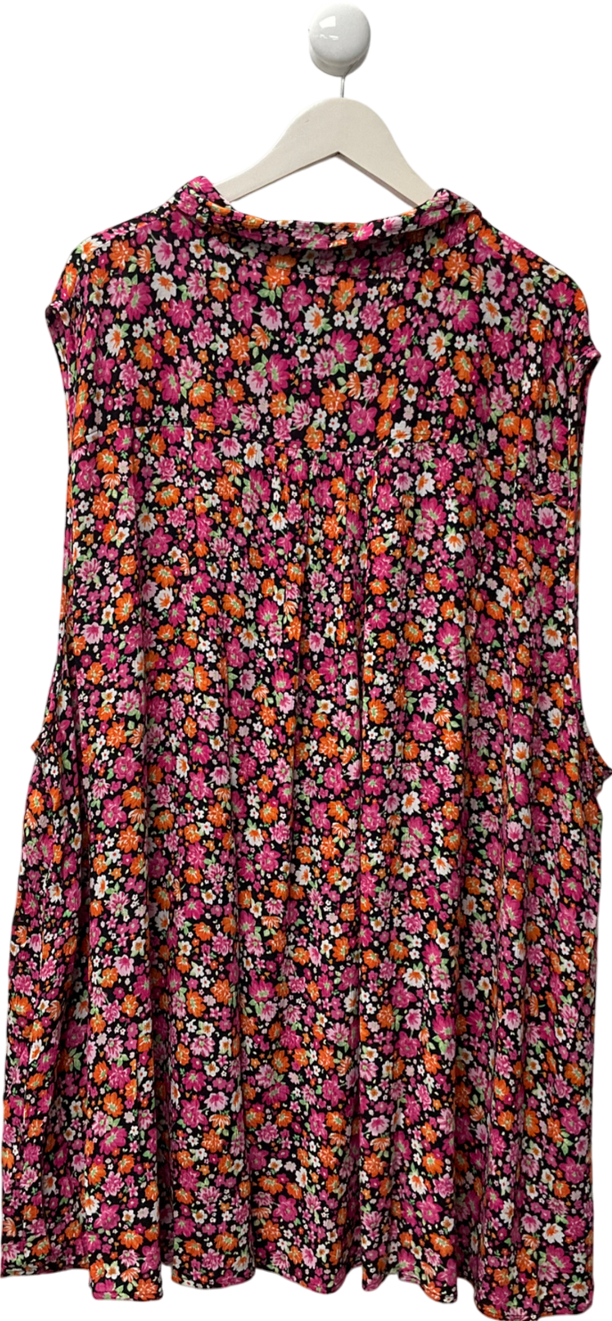 Yours Multicoloured Curve Pink Floral Print Sleeveless Blouse UK 38" CHEST