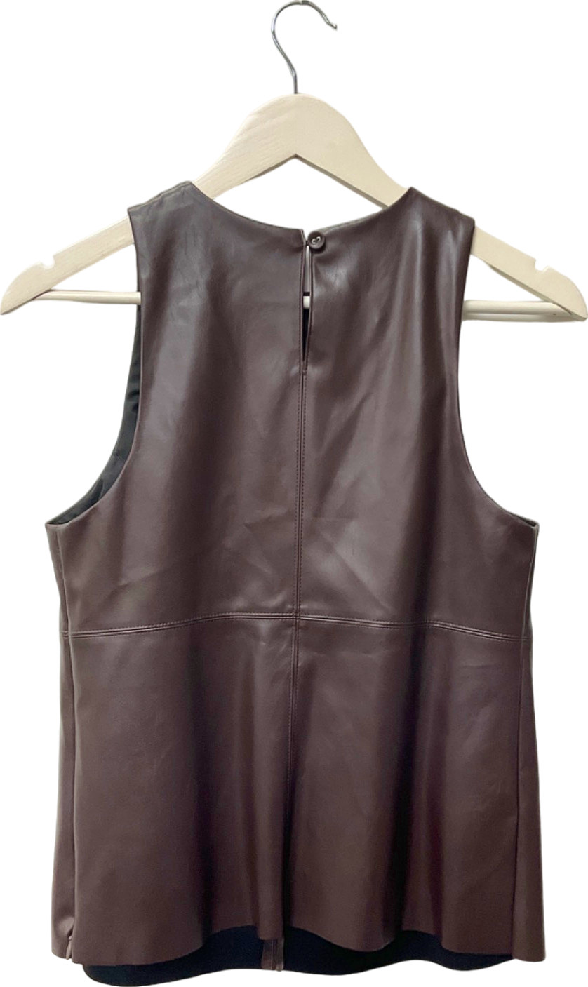 M&S Brown Leather Sleeveless Top UK 10
