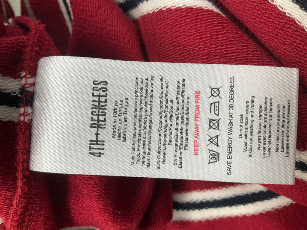 4th & Reckless Red Alicia Multistriped Oversize Rugby Shirt UK M