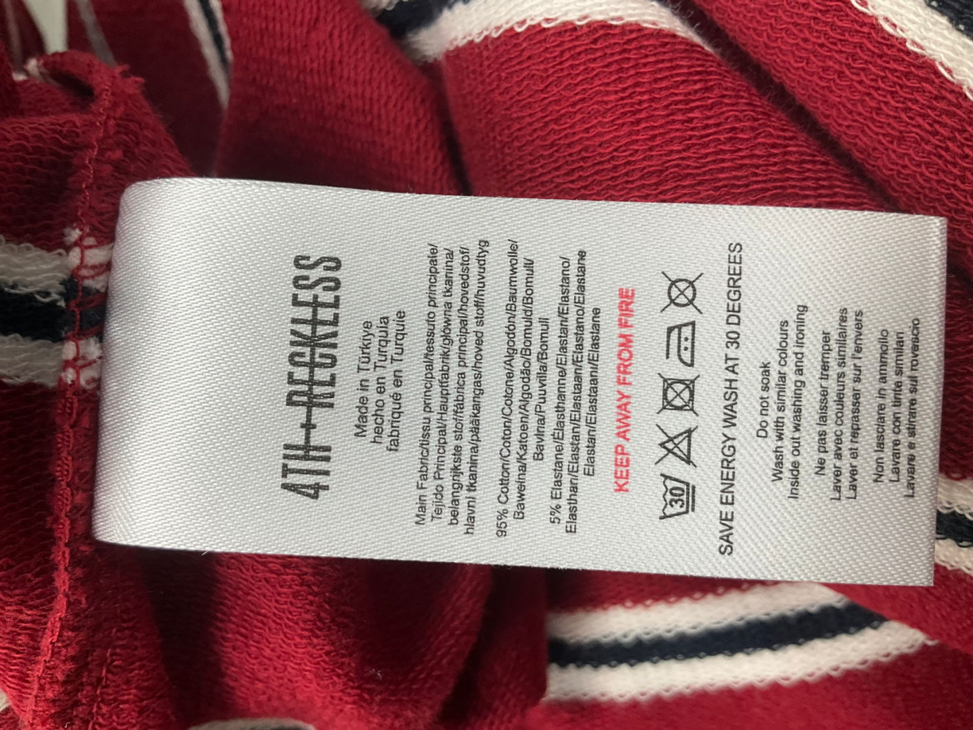 4th & Reckless Red Alicia Multistriped Oversize Rugby Shirt UK M