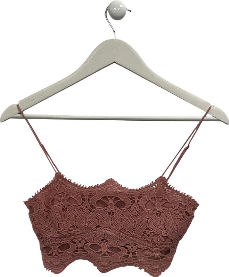 Free People Pink Athena Scallop Crochet Bralette UK XS