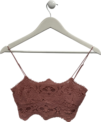 Free People Pink Athena Scallop Crochet Bralette UK XS