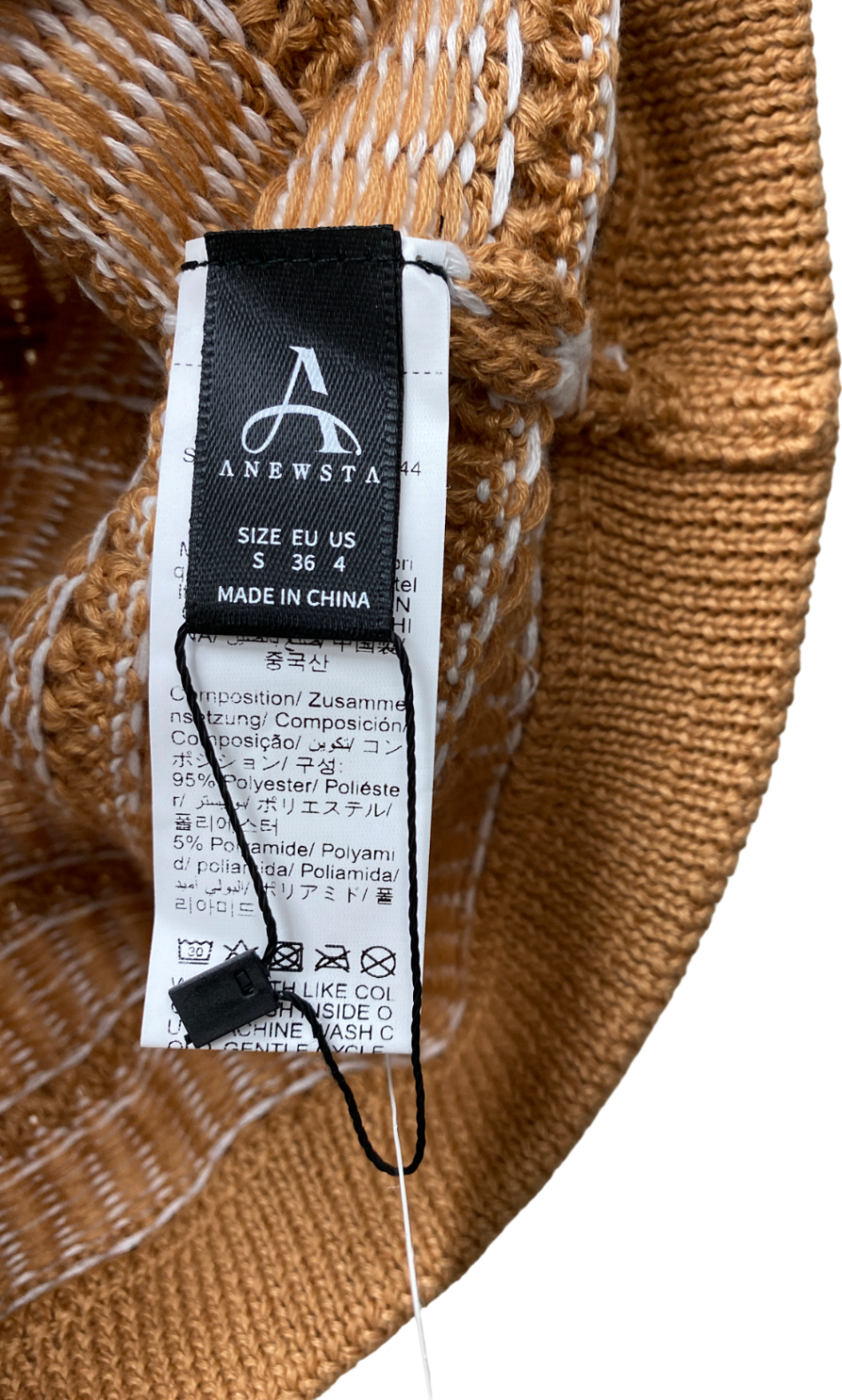 Anewsta Beige Striped Knit Polo Top UK S