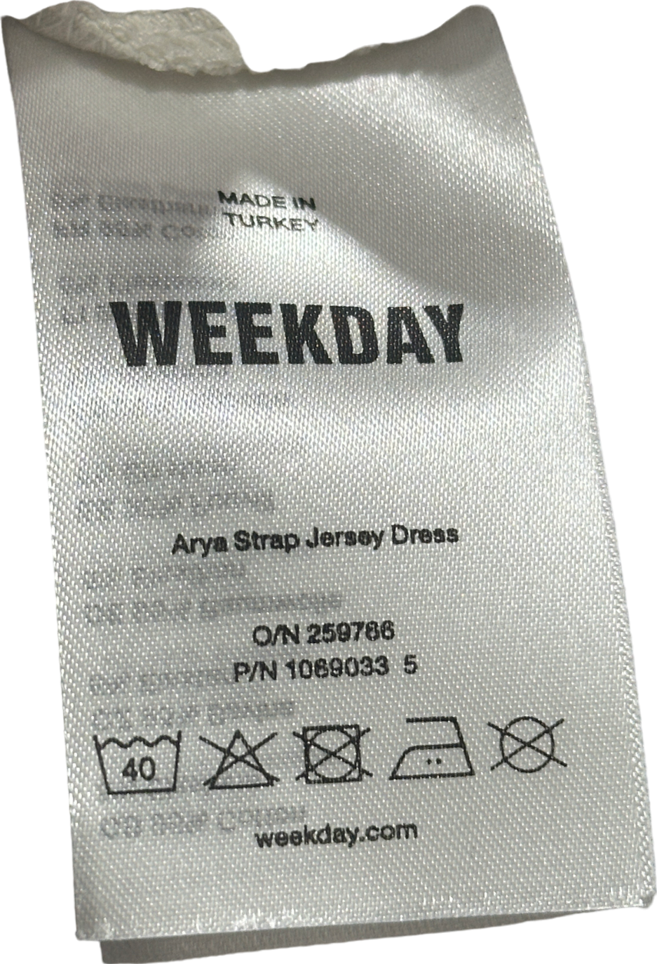 Weekday White Arya Strap Jersey Dress UK S