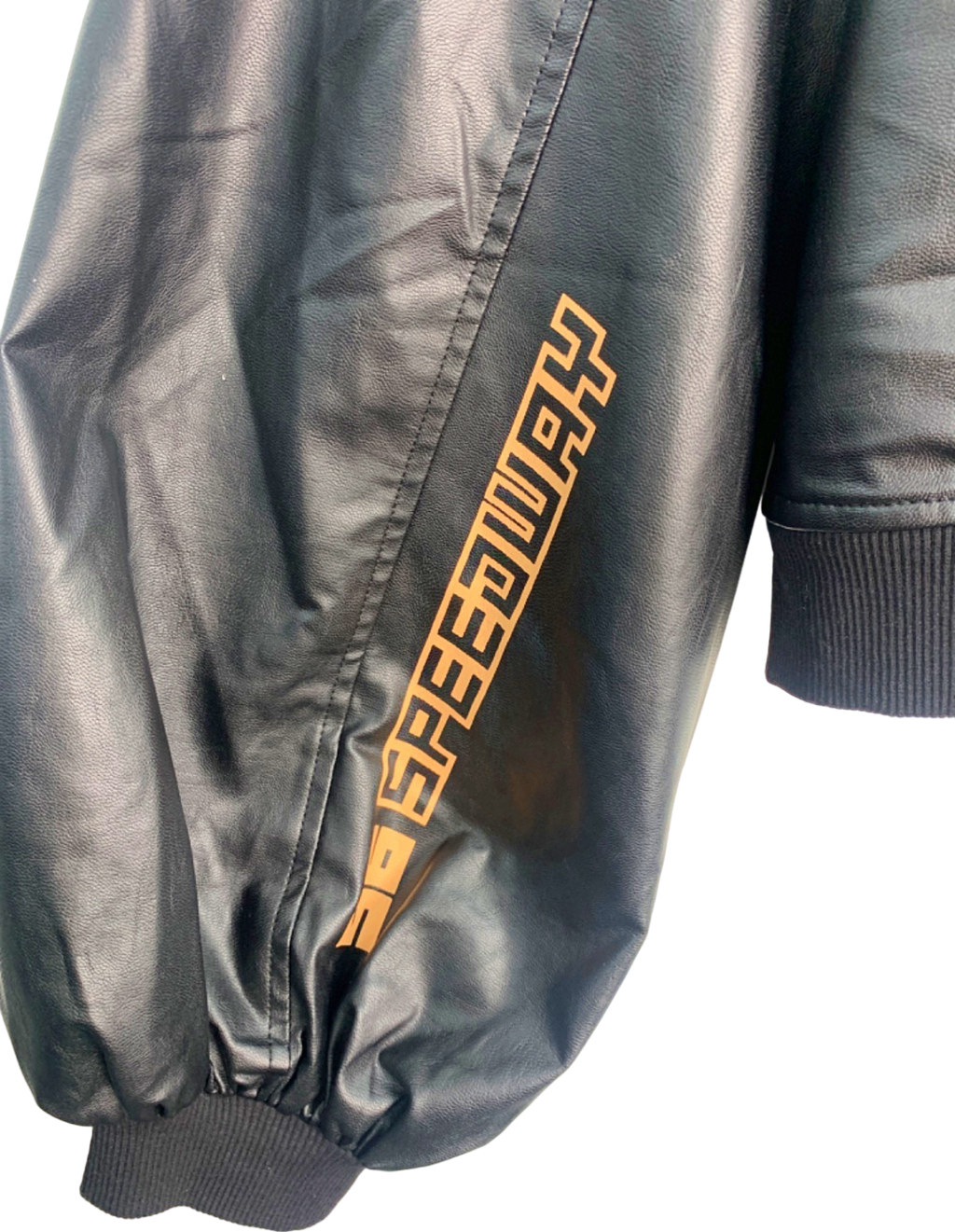 Fashion Nova Black Motor Sport Faux Leather Bomber Jacket S