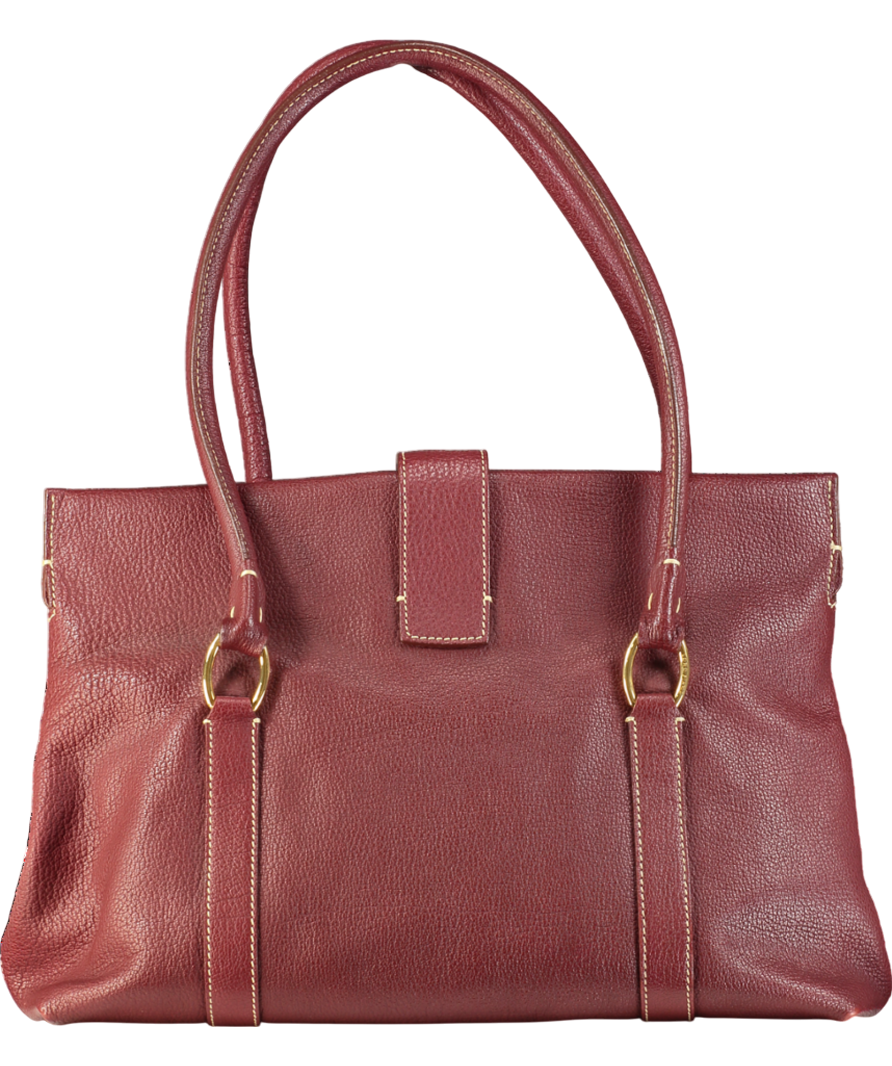 Loro Piana Red Burgundy Pebbled Leather Large Shoulder Bag With Gold LP Charms