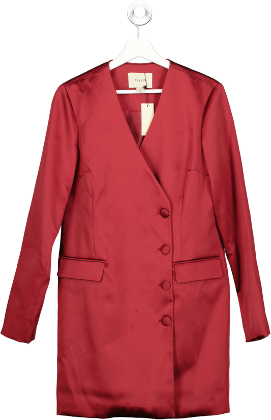 Coast Red Stretch Satin Tailored Blazer Dress UK 12