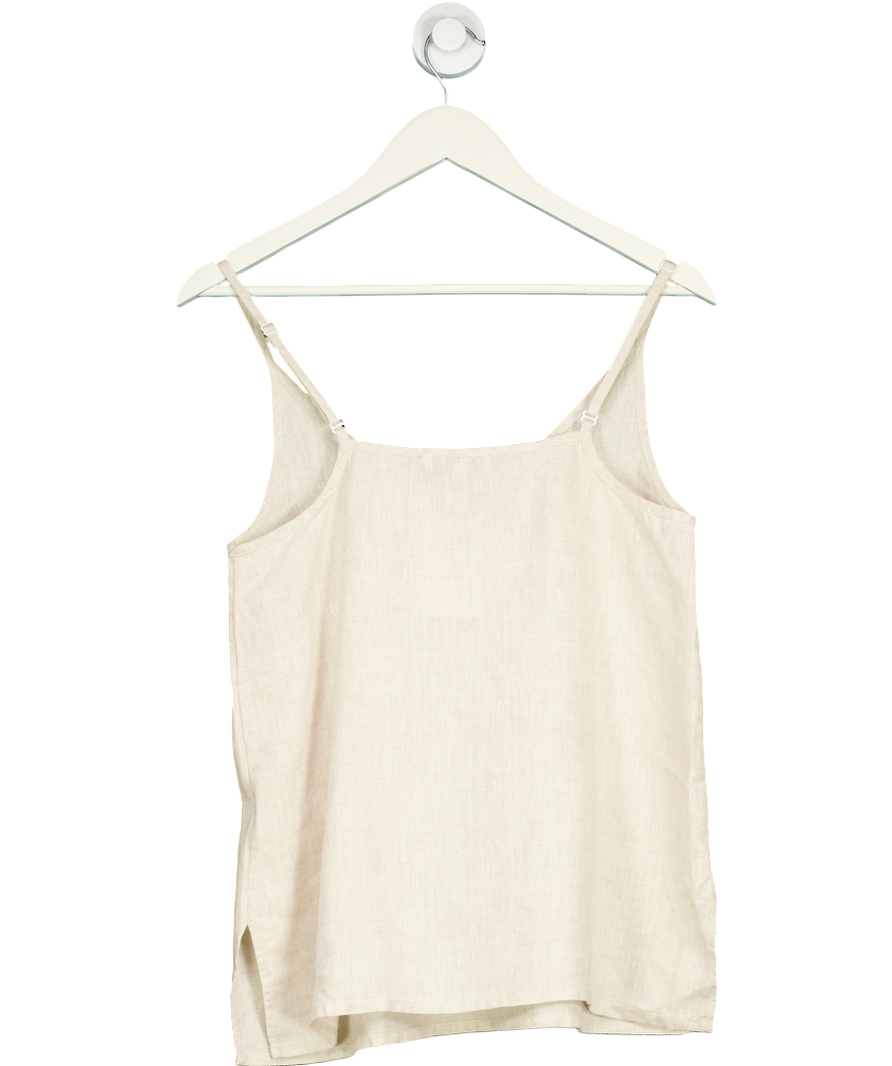 CAMIXA Beige Cami-v Natural Linen Top UK S