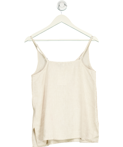 CAMIXA Beige Cami-v Natural Linen Top UK S