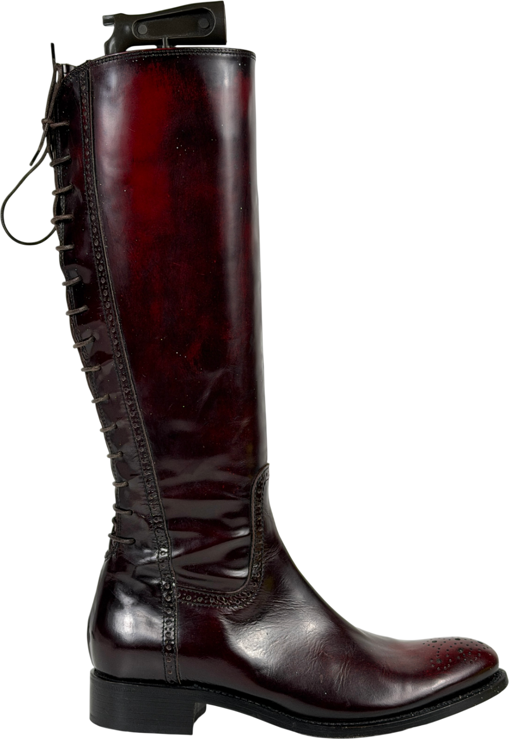 Attilio Giusti Leombruni Red Leather Knee-high Riding Boots With Brogue Detail UK 6 EU 39 👠
