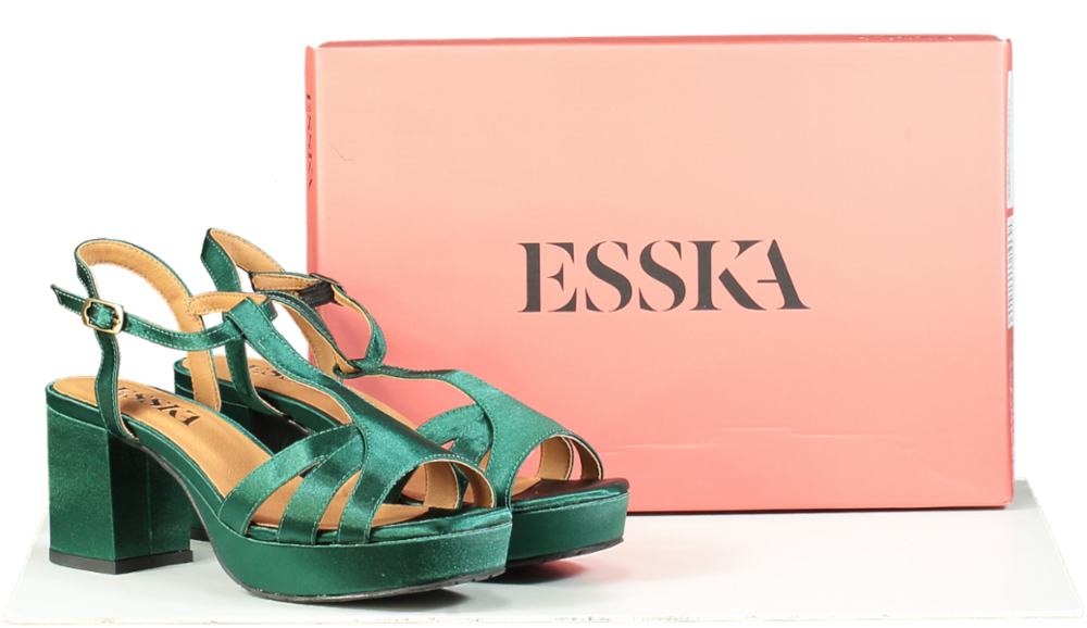 Esska Green Charlie Satin High-Heel Sandals UK 5