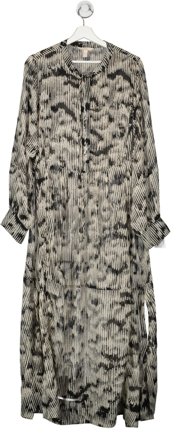 H&M Black Tie-detail Straight-cut, Loose-fitting Dress UK XXL