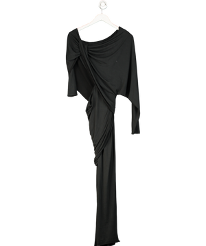 ASOS Black Aped Off Shoulder Maxi Dress With Waist Detail UK 8
