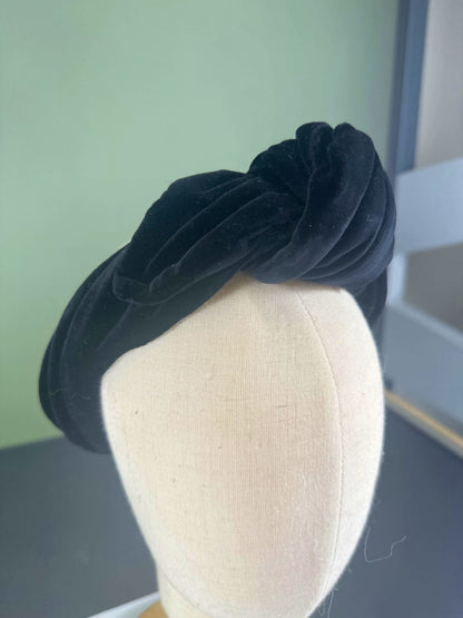 Maison Michel Black Velvet Turban Headband OS