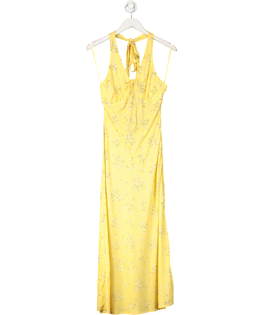 Nobody's Child Yellow Elizabeth Scarlett Floral Halter Neck Lyne Midi Dress UK 8