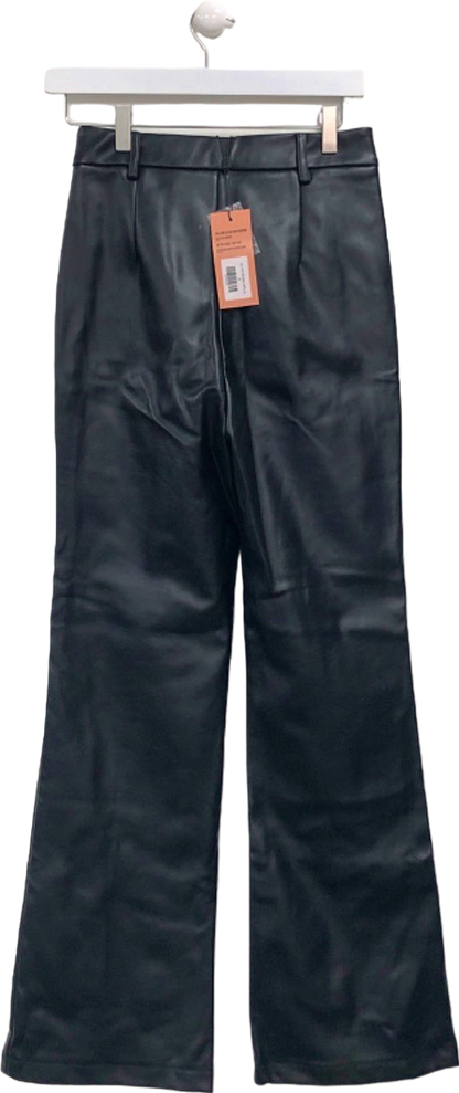 STYLECHEAT Black High Waisted Faux Leather Trousers UK 8