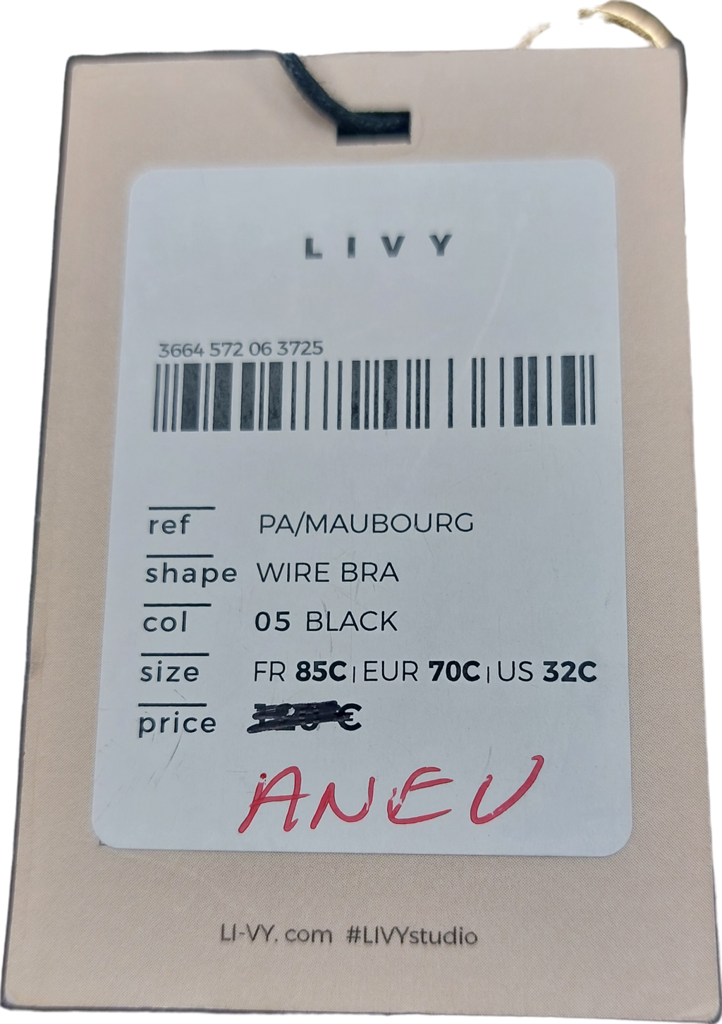 Livy Black Maubourg Lace Wire Bra UK 32C