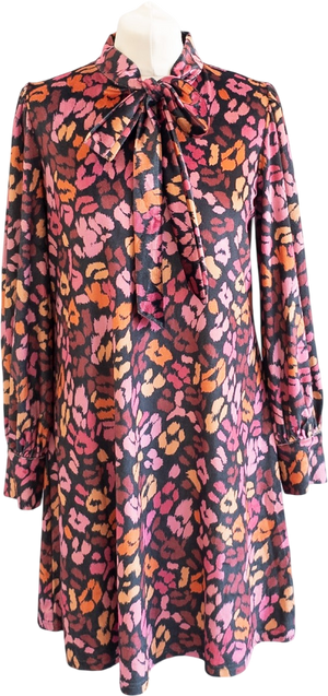 Coast Multicoloured Velvet Animal Print Velvet Mini Dress UK 8