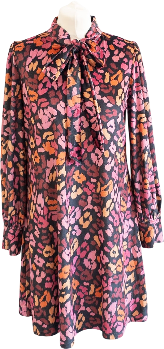 Coast Multicoloured Velvet Animal Print Velvet Mini Dress UK 8