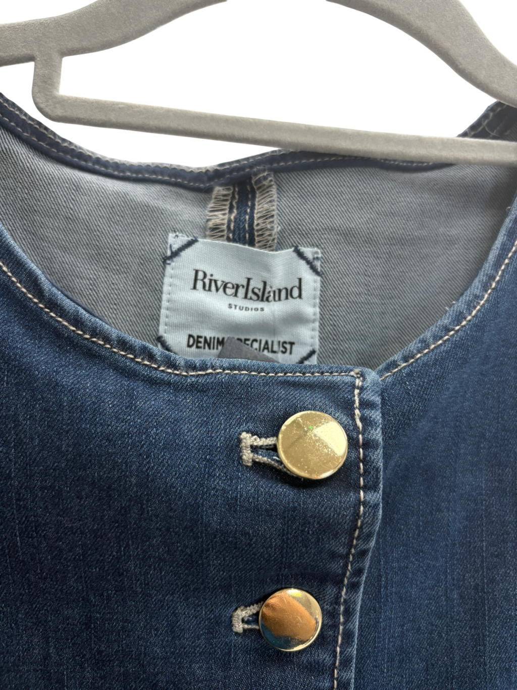 River Island Blue Denim Midi Dress UK 6