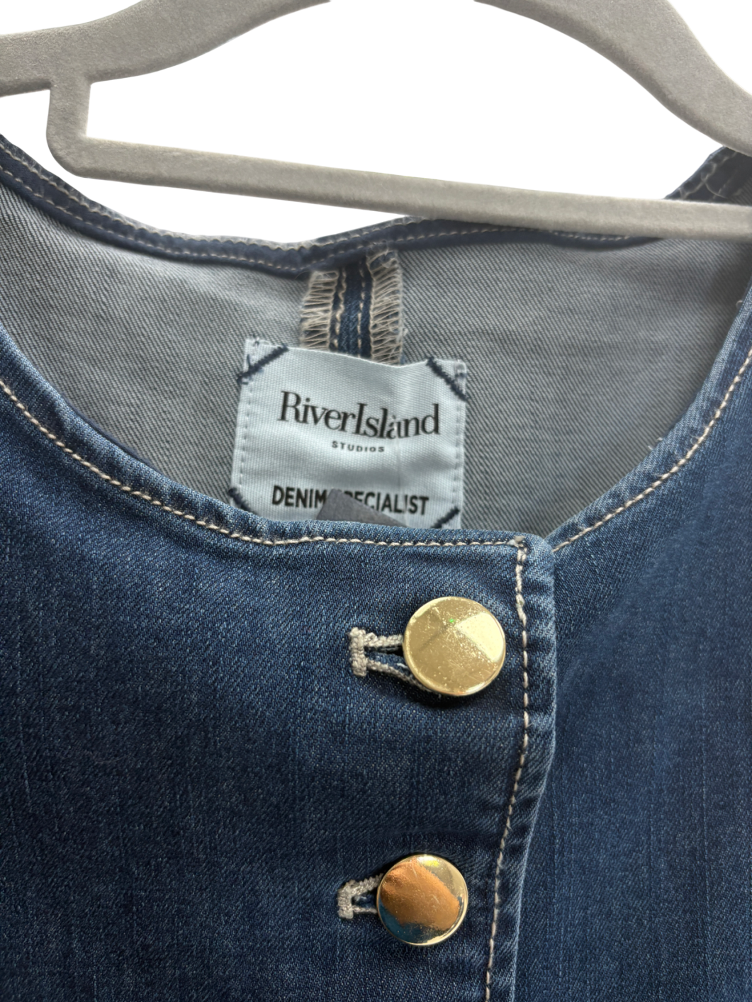 River Island Blue Denim Midi Dress UK 6