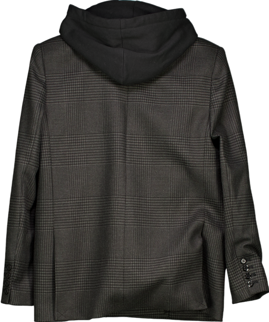 Alice + Olivia Grey Jordan Hooded Blazer UK S