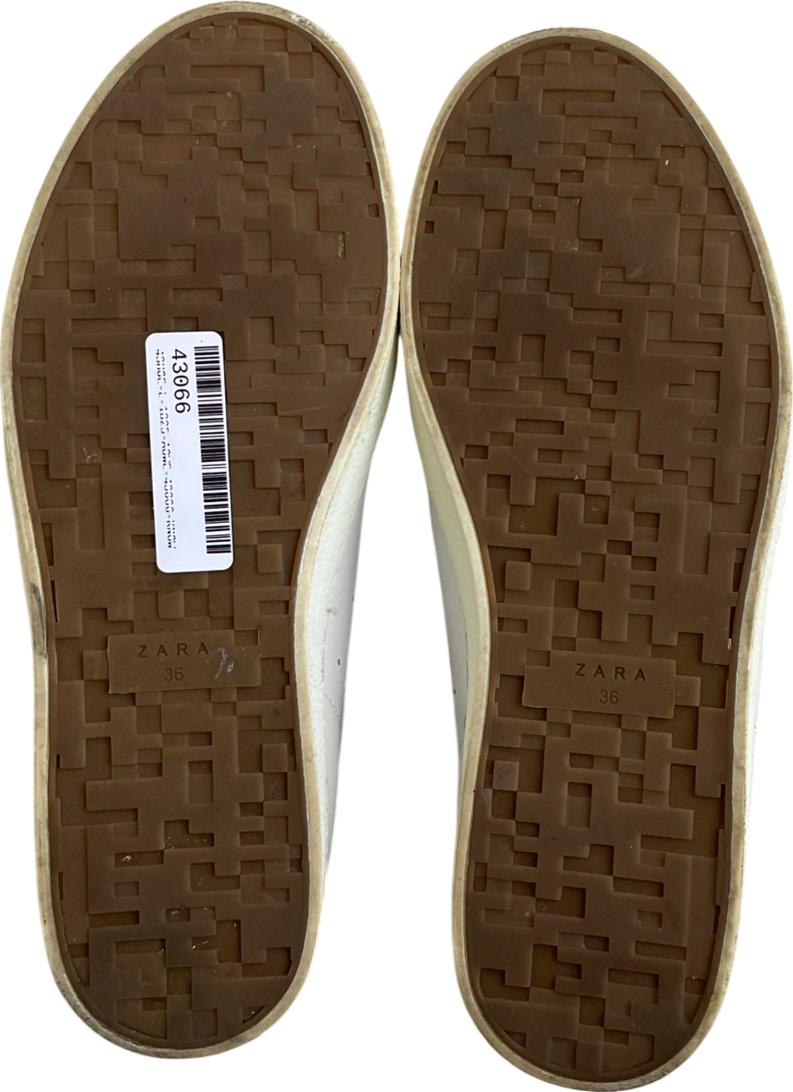 ZARA White Leather Trainers W36