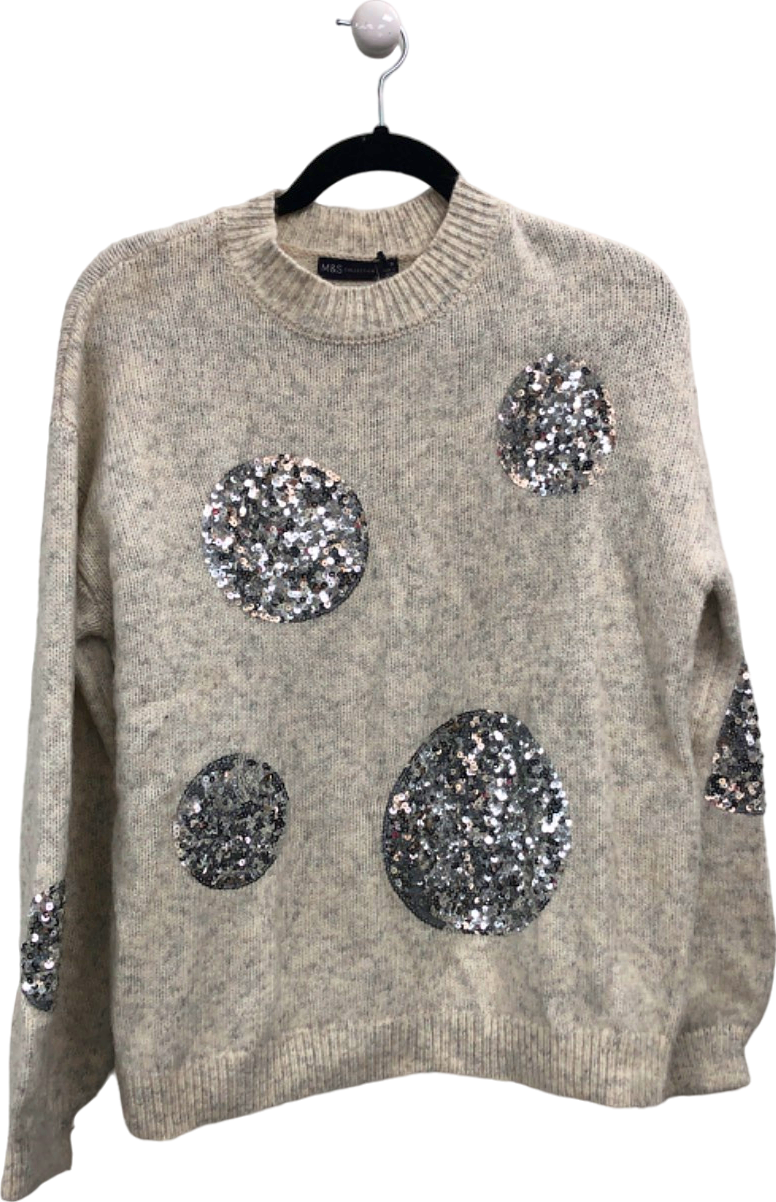 M&S Collection Grey Mix Sequin Spot Jumper UK M