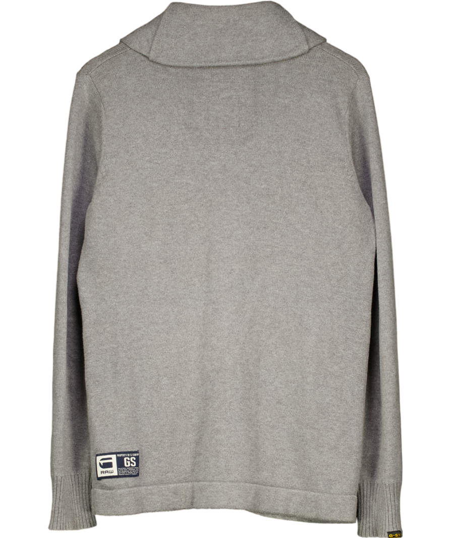 G STAR Grey Varsity Knitted Cardigan UK M