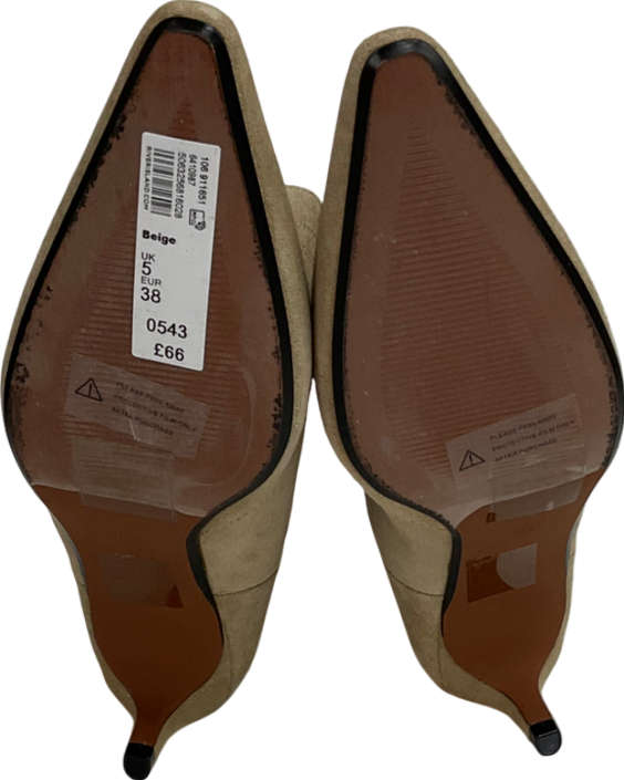 River Island Suede Western Boot With Kitten Heel In Beige UK 5 EU 39 👞