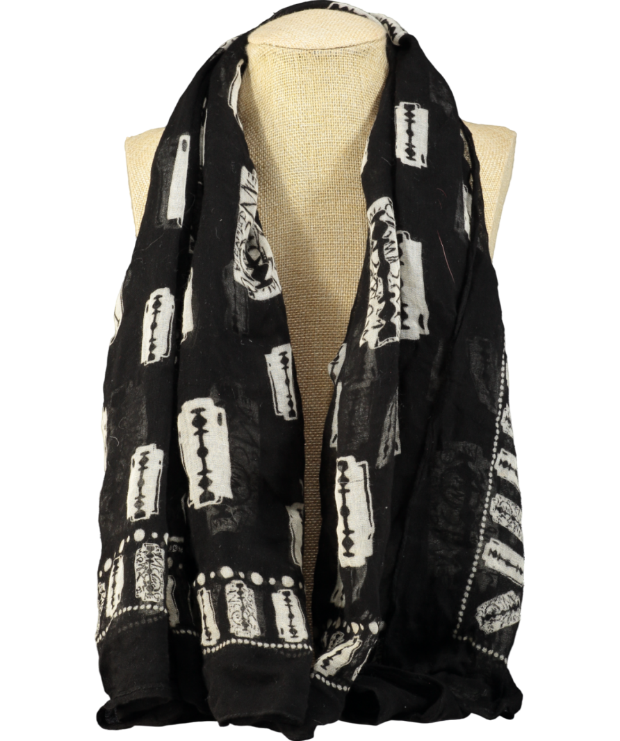 McQ by Alexander McQueen Black Razor Blade-Print Scarf