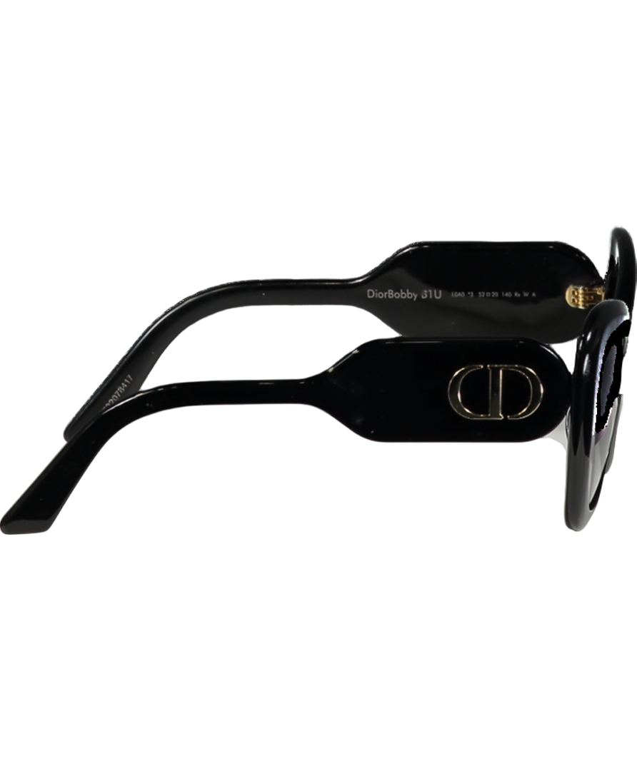 Dior Diorbobby Black / Gold B1u Cat-eye Logo Arm Sunglasses In Case And Box One Size