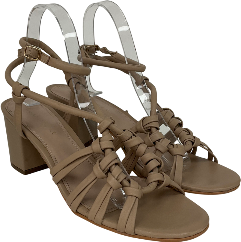 Phase Eight Nude Leather Ankle Strap Sandal Shoe UK 8 EU 41 👠