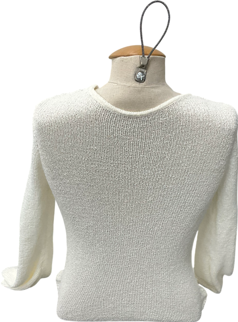 T/ALA White Kai Multiway Long Sleeve Resort Knit Top - Coconut Milk UK M