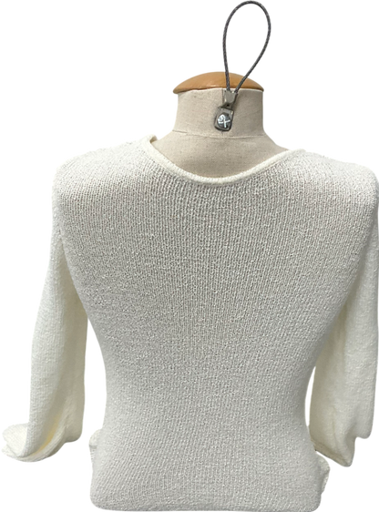 T/ALA White Kai Multiway Long Sleeve Resort Knit Top - Coconut Milk UK M