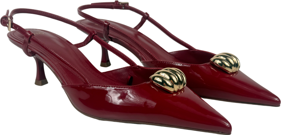MANGO Red High-heeled Shoes With Metallic Detail UK 7 EU 40
