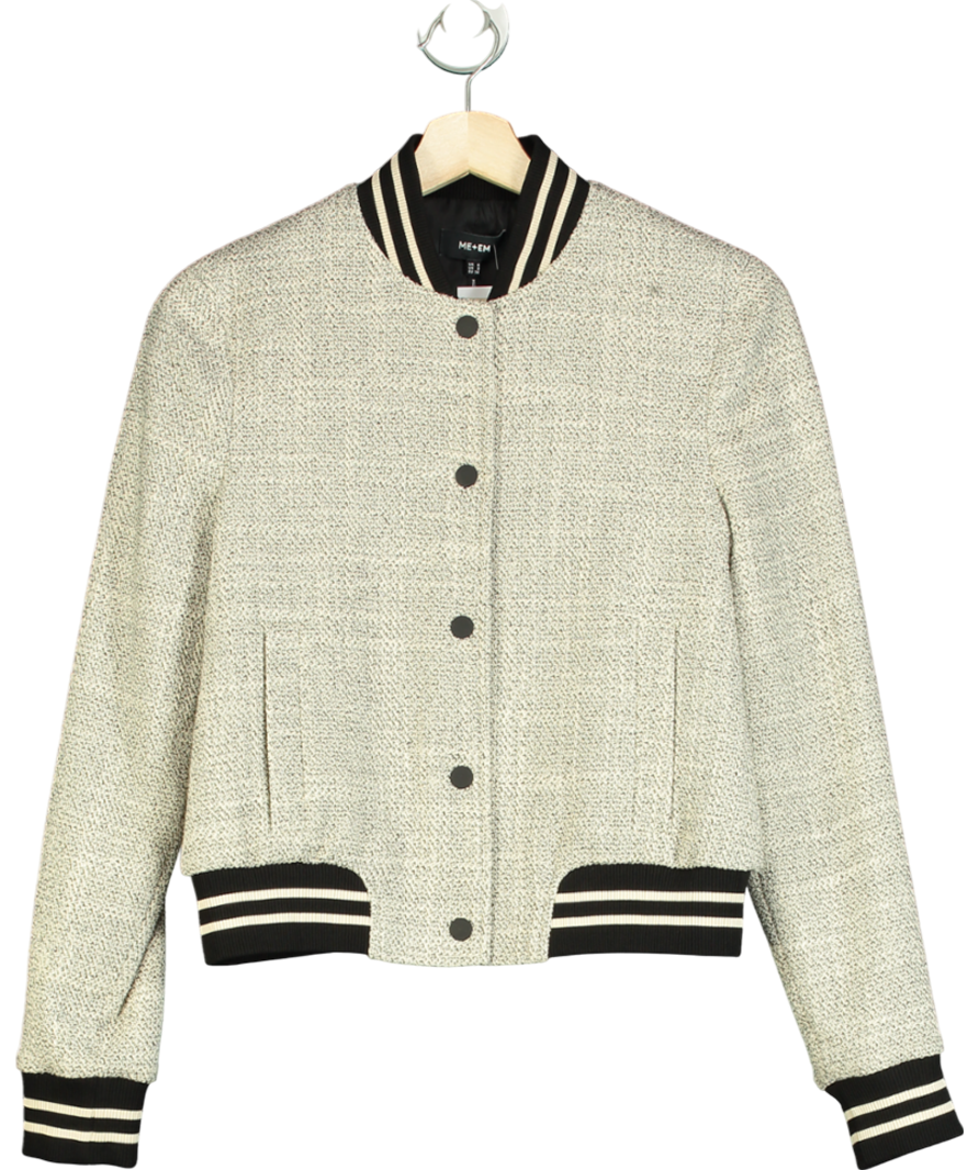 ME+EM White Italian Sporty Tweed Bomber UK 6