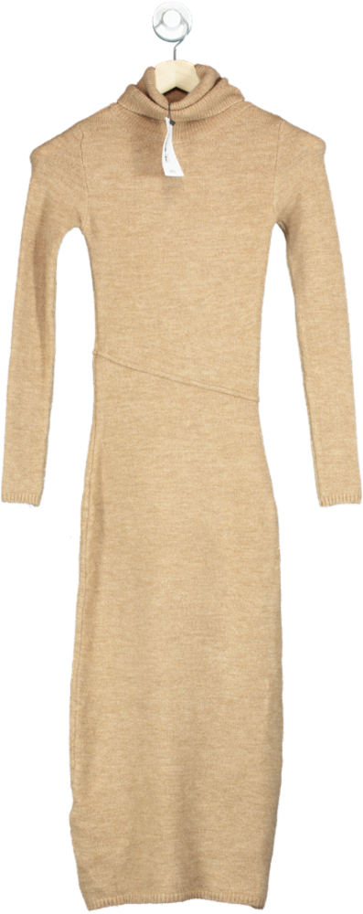 Mango Beige Knitted Midi Dress UK XXS