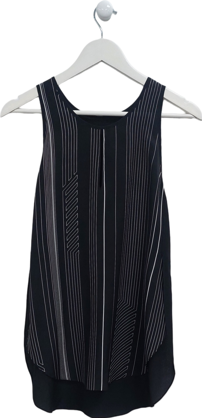 3.1 Phillip Lim Black Striped Silk Tank Top UK 8