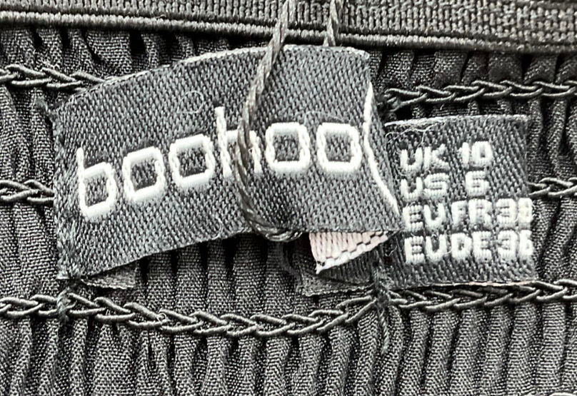 boohoo Black Ruched Waist Frill Halter Neck Beach Dress UK 10