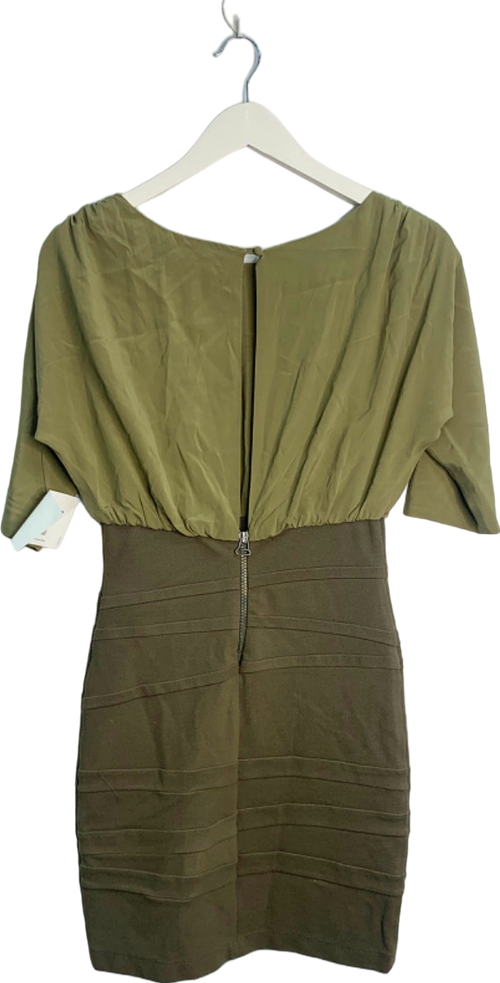 Alice + Olivia Olive Green Draped Bodice Dress UK Size 8