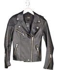 Maje Black Madone Braided-panel Leather Jacket Fr36 UK 8