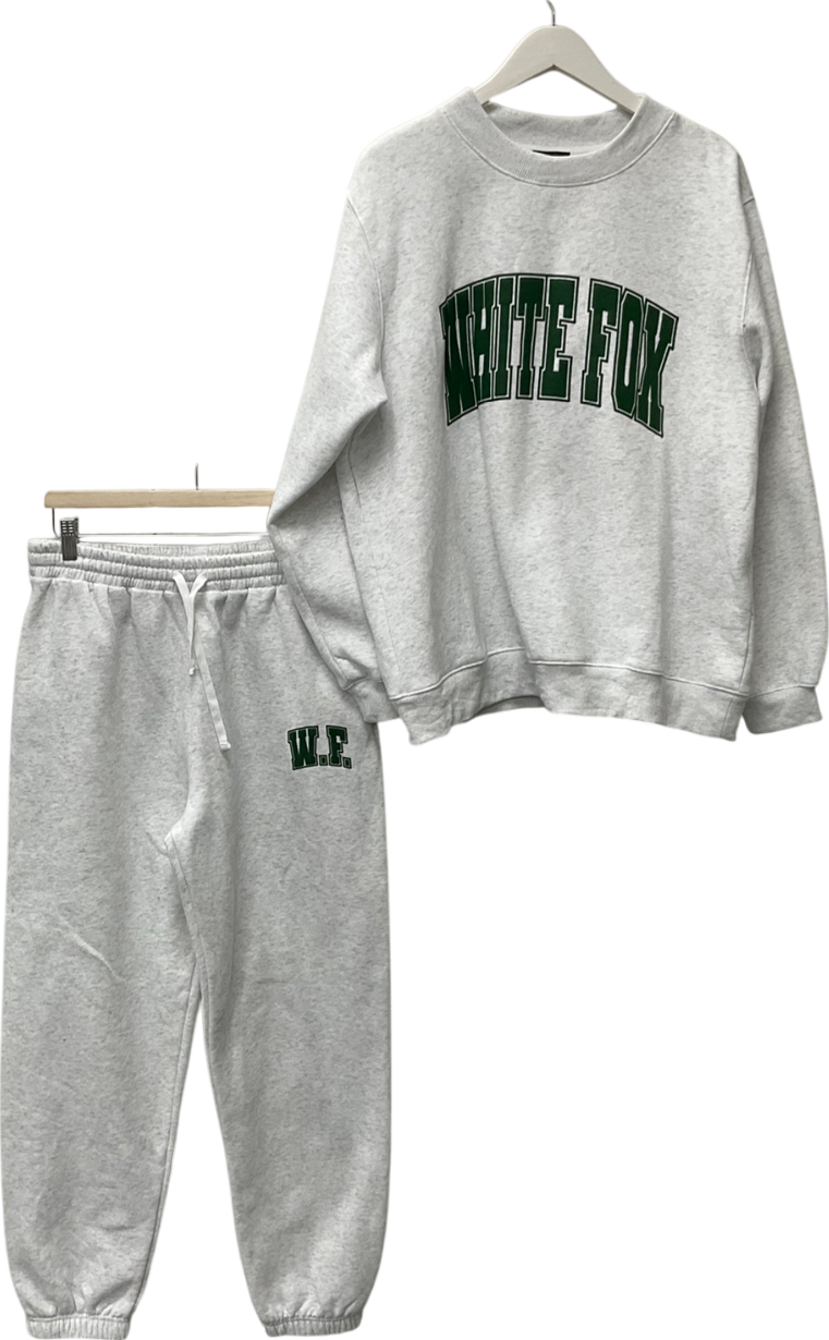 White Fox Decade Classics Varsity Sweatpants Grey Marle & Decade Classics Varsity Oversized Sweater Grey Marle UK L/XL